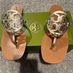 Tory Burch Metallic Gold Thong Sandals